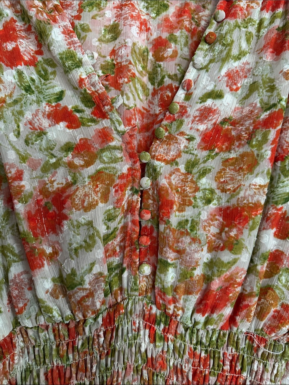 Misa Los Angeles Peach & Green Floral V-Neck Mini Dress - Picture 2 of 11
